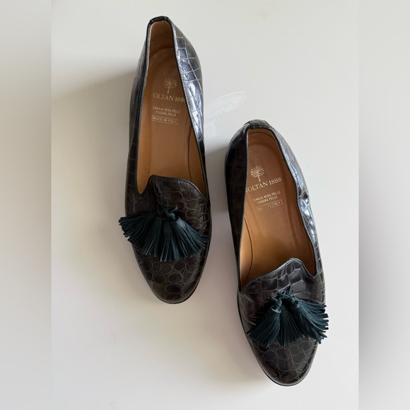 RAREVintage Voltan 1898 Italian Leather Loafers | Croc & Suede Tassels | Size 40 - Picture 1 of 8